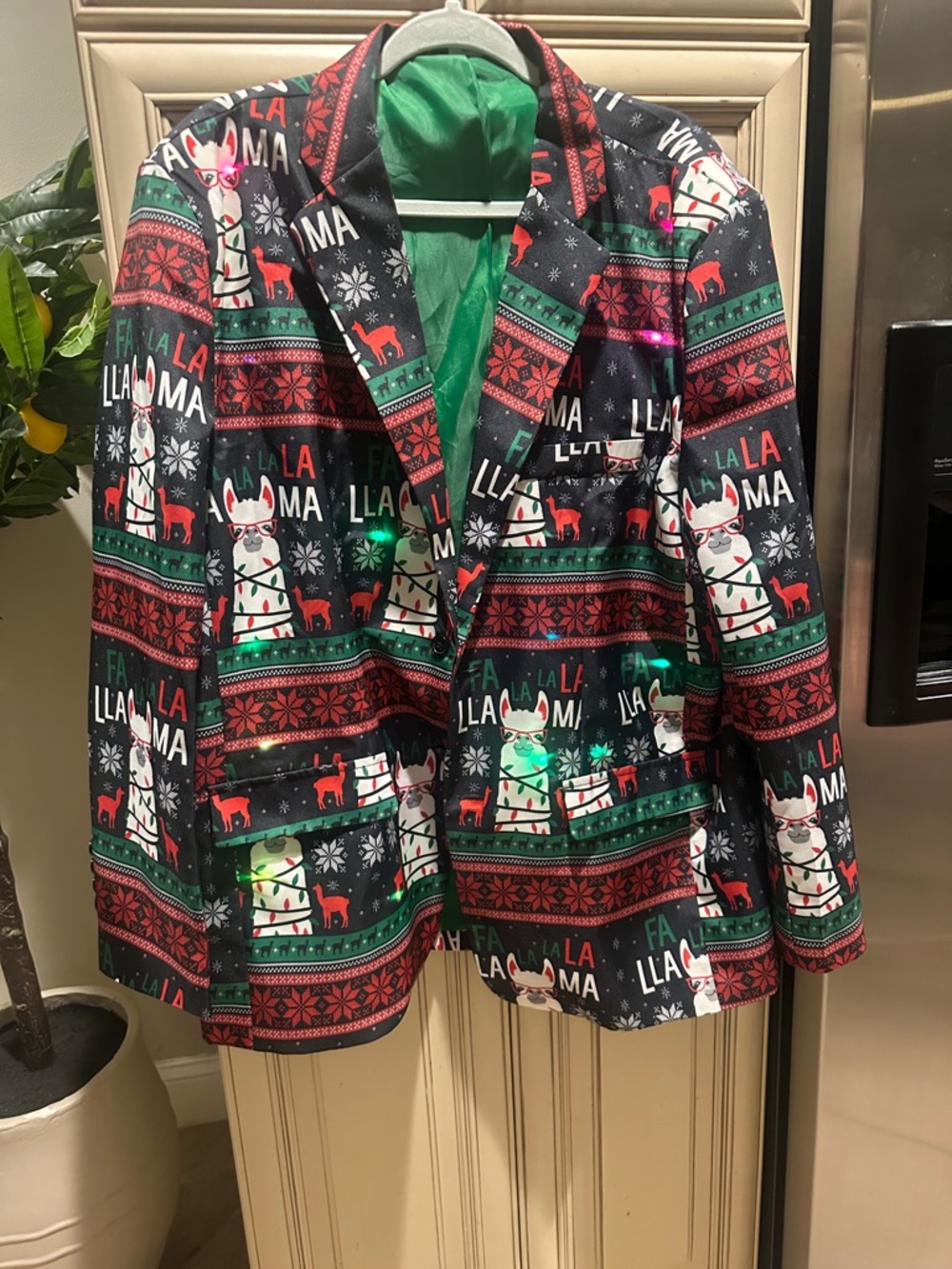 Holiday 'Fa La Llama' Blazer in Black, Red & Green